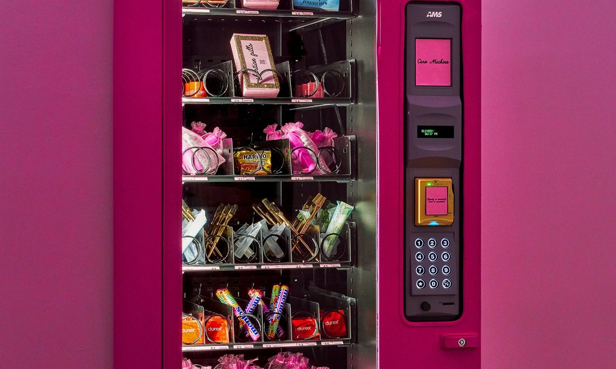 In Chicago for the Democratic National Convention, artist Autumn Breon’s neon-pink vending machine proffers free self-care