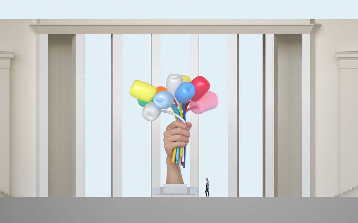 A rendering of Bouquet of Tulips by Jeff Koons Jeff Koons. Courtesy Noirmontartproduction