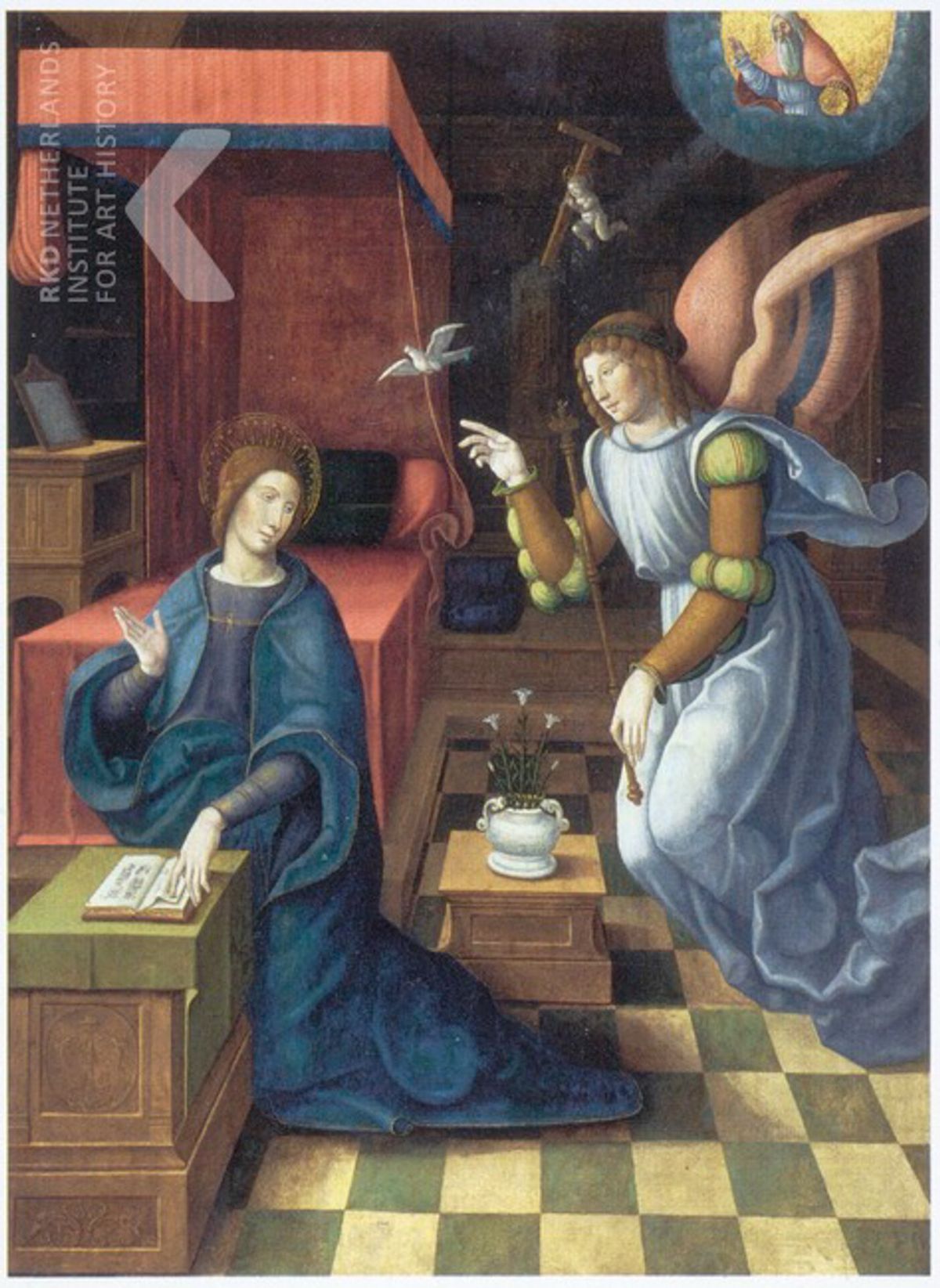 Frédéric Elsig’s connoisseurship established that Nicolas Cordonnier was the painter of The Annunciation (around 1520) and other works previously attributed to the artist known only as the Master of the Legend of the Holy House © Rijksbureau voor kunsthistorische documentatie