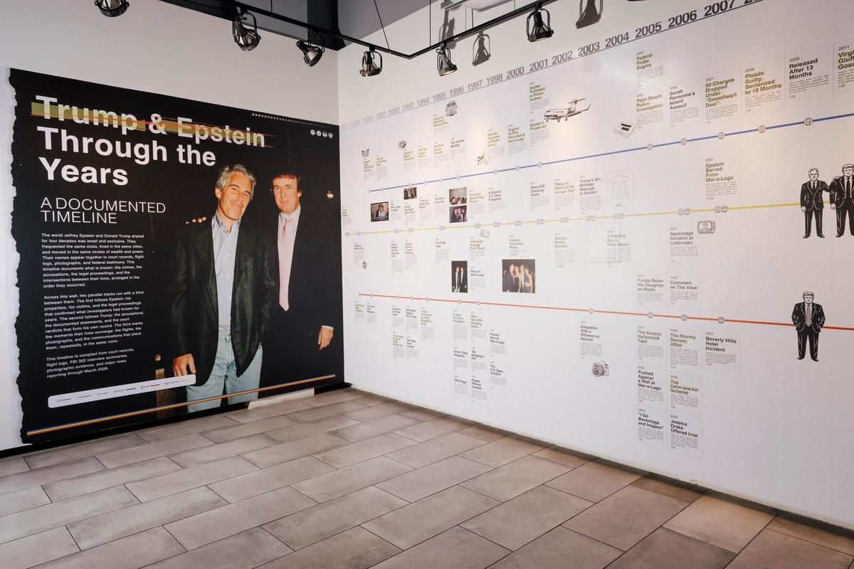 Mriya Gallery is showing 3,437 volumes containing all the released Epstein files Photo: Anna Maria Lopez