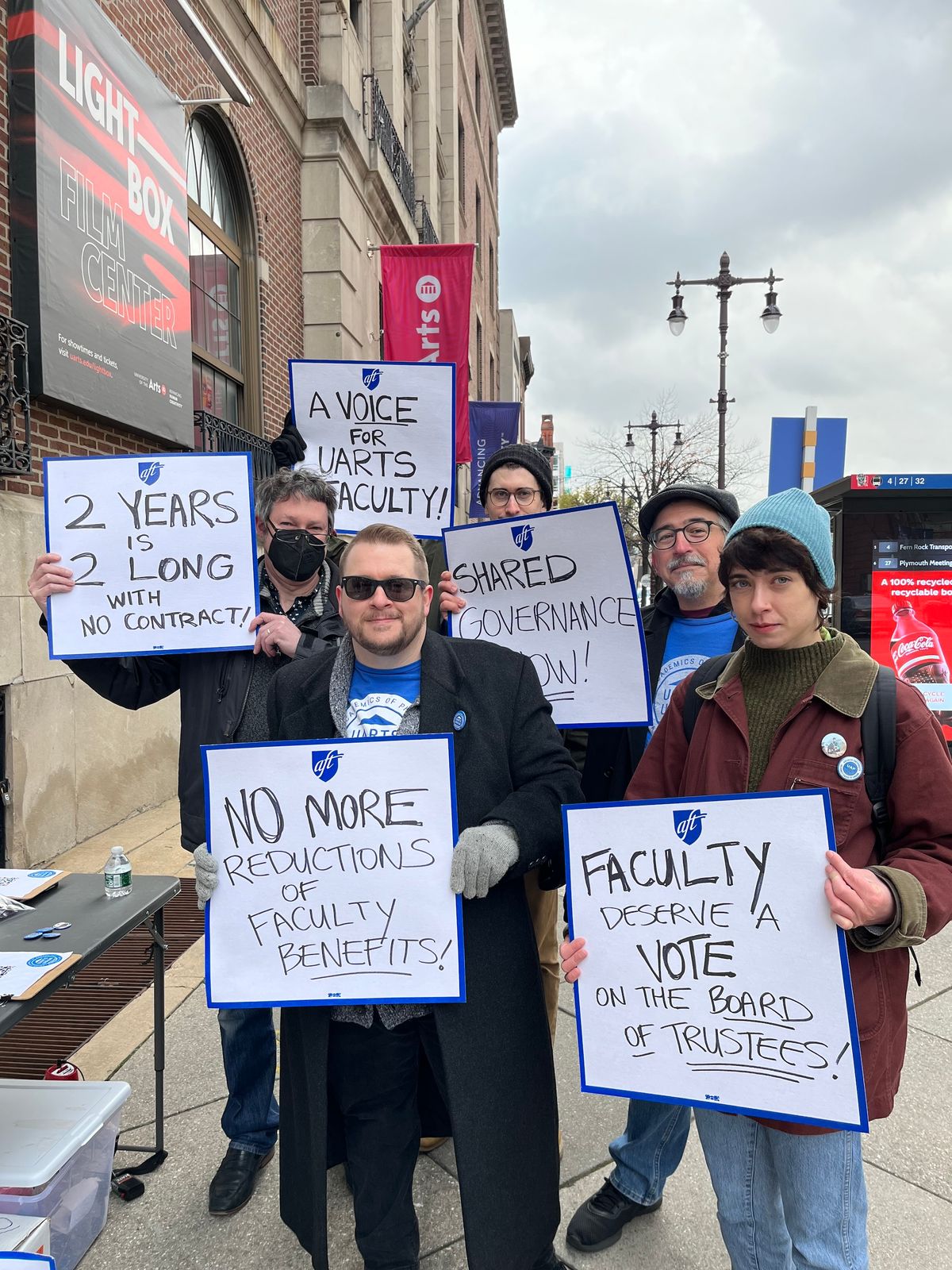 University of the Arts employees rally outside the institution Zoe Cohen, United Academics of Philadelphia