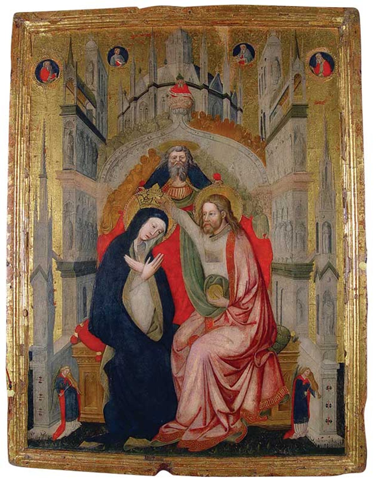 Coronation of the Virgin, at Pinacoteca Nazionale in Ferrara, is undated but Maze proposes it was made by Bellini in 1441-42 Courtesy of Ministero per i Beni e le Attivita Culturali/Polo Museale dell’Emilia Romagna