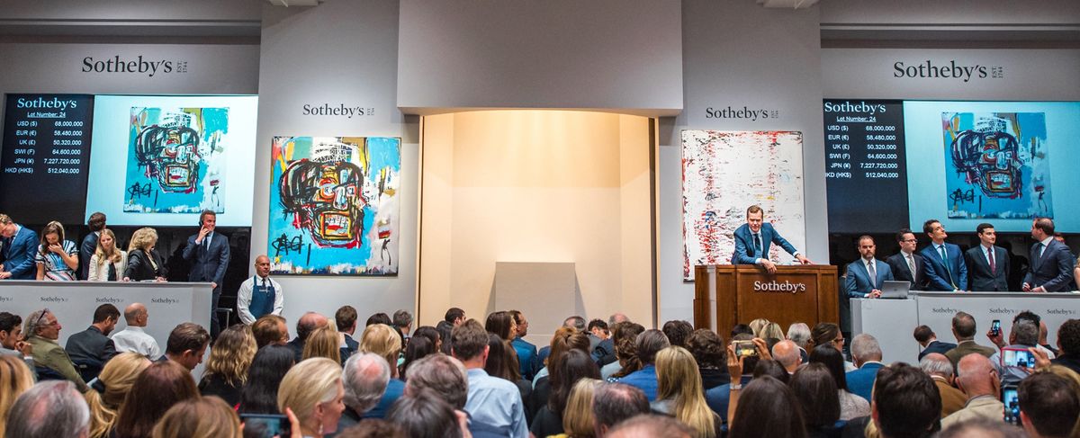 Jean-Michel Basquiat's Untitled (1982) sells to Yusaku Maezawa for $110.5m at Sotheby's New York in May 2017 Sotheby's