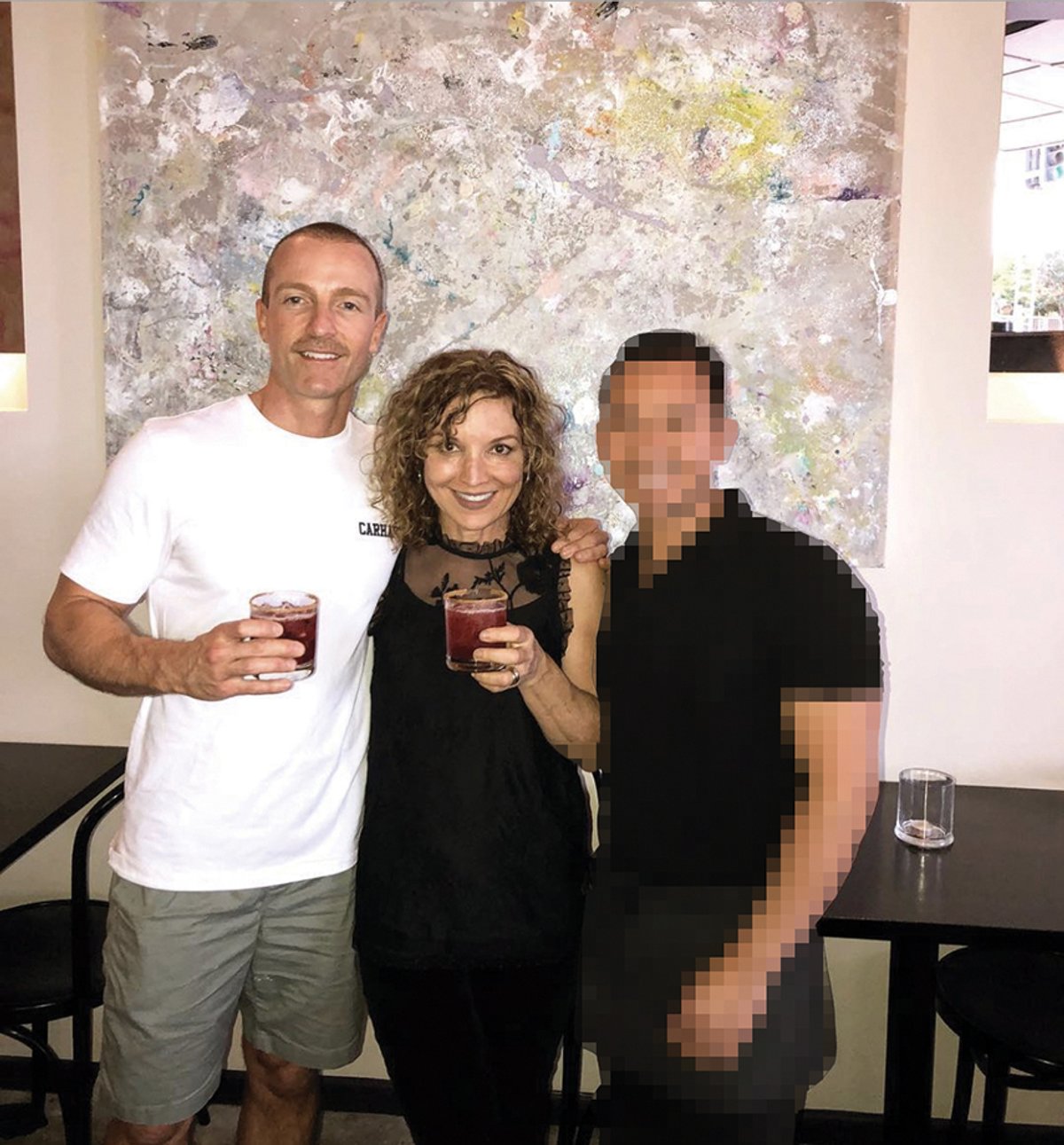 Dealer Tove Langridge (left) with artist Kimberly Rowe in front of her work Lovewins Courtesy Kimberly Rowe