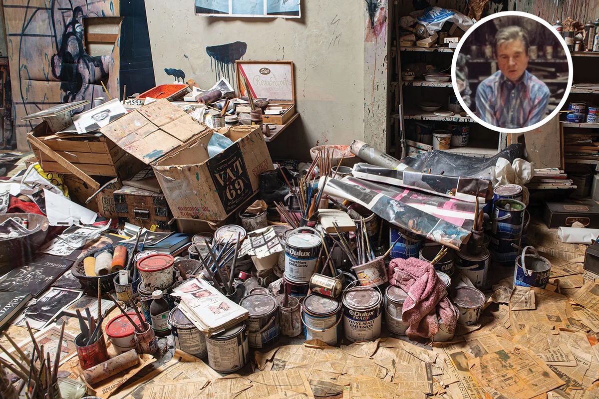 The preserved studio of Francis Bacon (inset) is on show in Dublin’s Hugh Lane Gallery Photo: studio: Tim E White/Alamy Stock Photo; Bacon: Michael Holtz; Photo 12 / Alamy Stock Photo