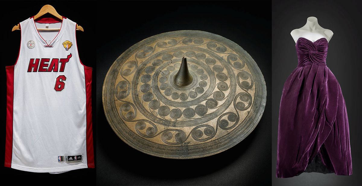 A jersey worn in 2013 by Lebron James, Bronze Age disc and 1989 gown worn by Princess Diana were among the top lots at Sotheby's "The One" sale in New York on 27 January Courtesy Sotheby's