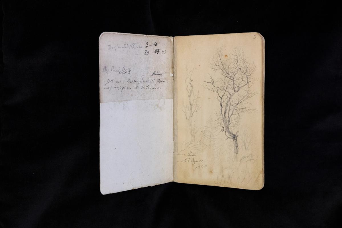 The German Romantic landscape painter's sketchbook will first be shown in Berlin, before travelling to two further shows across the country. © SPK / Liesa Johannssen/photothek.de, property of the Ernst von Siemens Art Foundation, the Kupferstichkabinett - State Museums in Berlin, the Prussian Cultural Heritage Foundation, the Kupferstich-Kabinett of the Dresden State Art Collections, the Klassik Stiftung Weimar, Directorate of Museums.