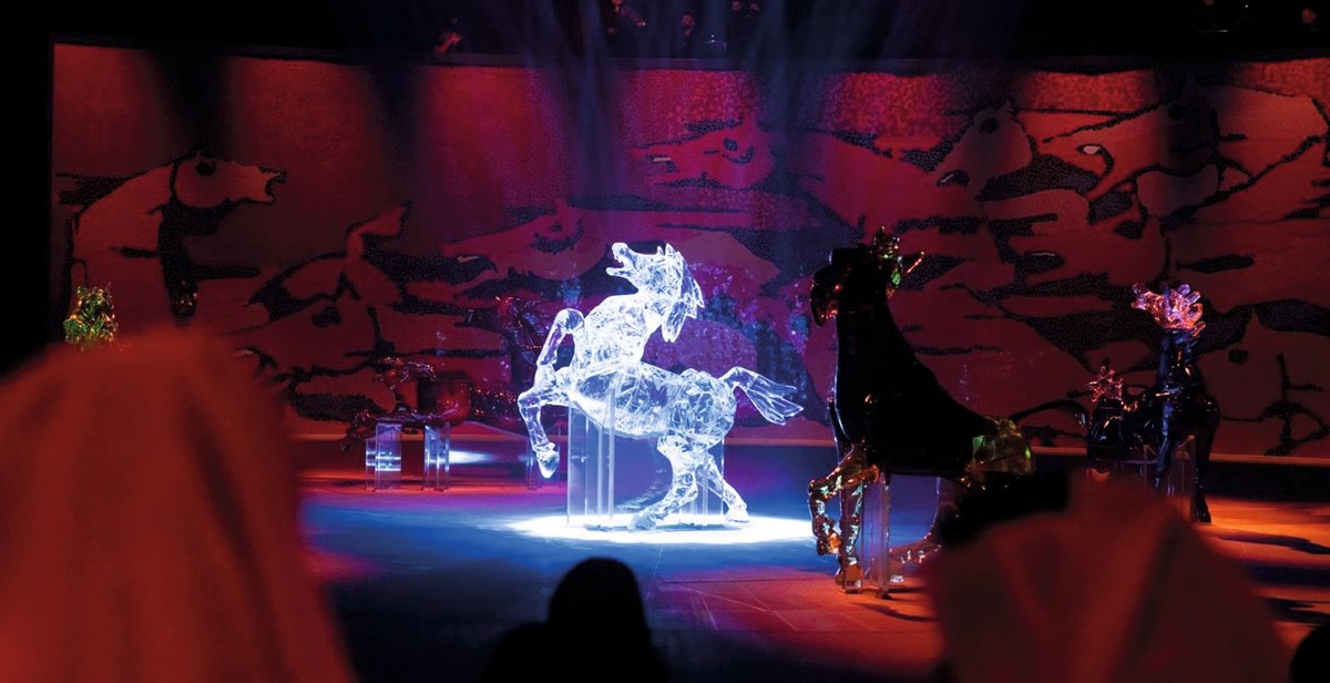 M.F. Husain’s final masterpiece, the multimedia piece Seeroo fi al Ardh (walk in the land), a kinetic installation that blends art, movement and engineering Courtesy of Qatar Foundation