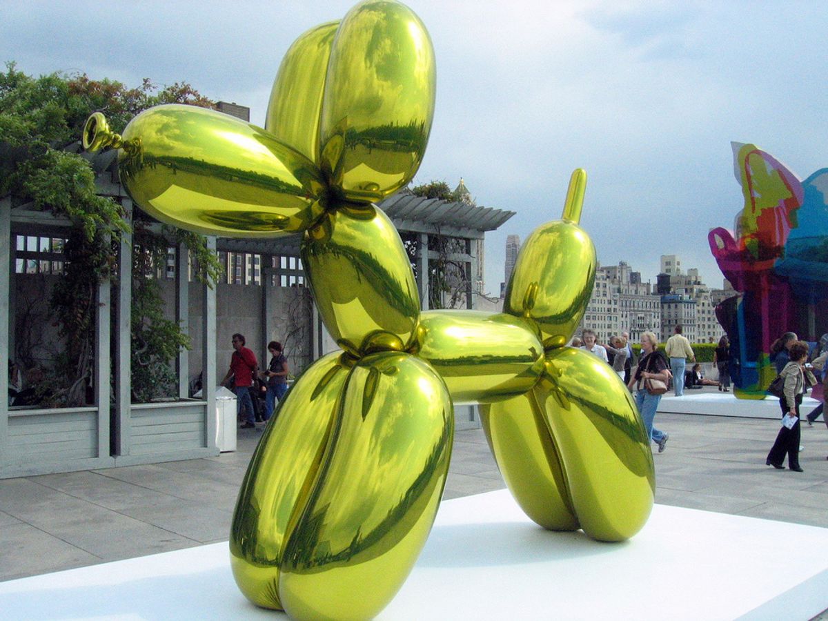 Jeff Koon's Balloon Dog (Yellow) at The Met's exhibition, Jeff Koons on the Roof, in New York in 2008 Ajay Tallam
