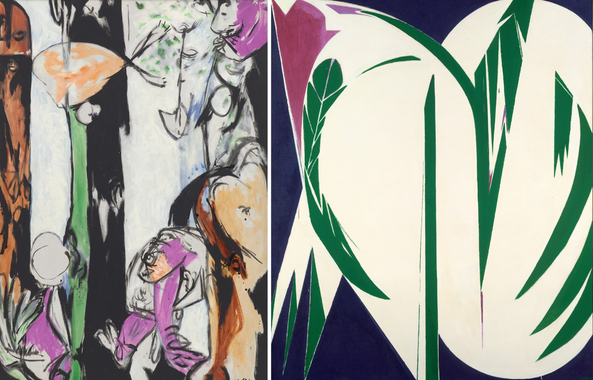 Left: Jackson Pollock's Easter and the Totem (1953); right: Lee Krasner's Rising Green (1972) Both: © 2026 Pollock-Krasner Foundation / Artists Rights Society (ARS), New York