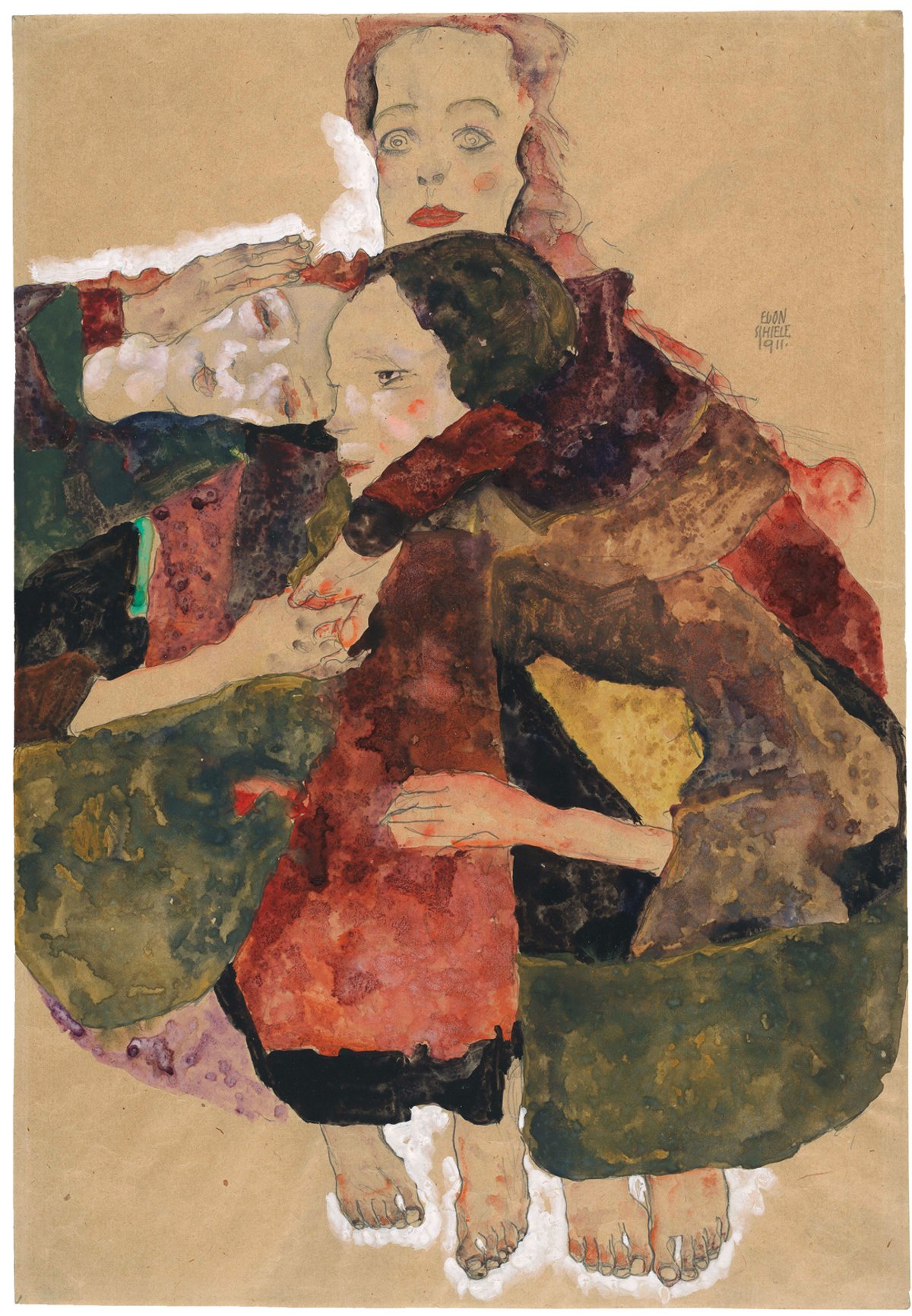 Egon Schiele's Group of Three Girls (1911) © The Albertina Museum, Vienna