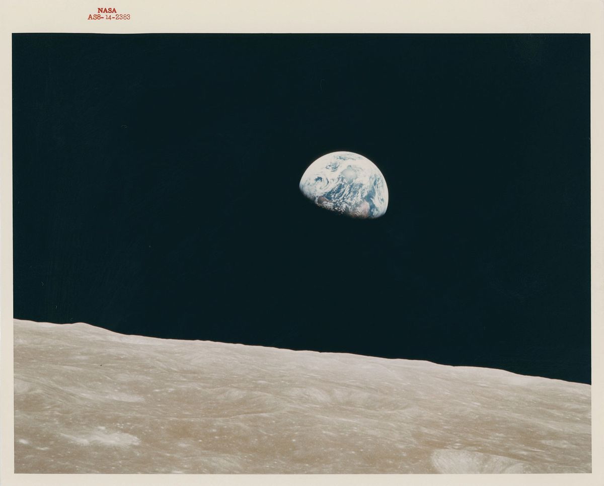 William Anders’s photograph of Earth from Apollo 8 in 1968 Photo: NASA/Collection Victor Martin-Malburet, © William Anders