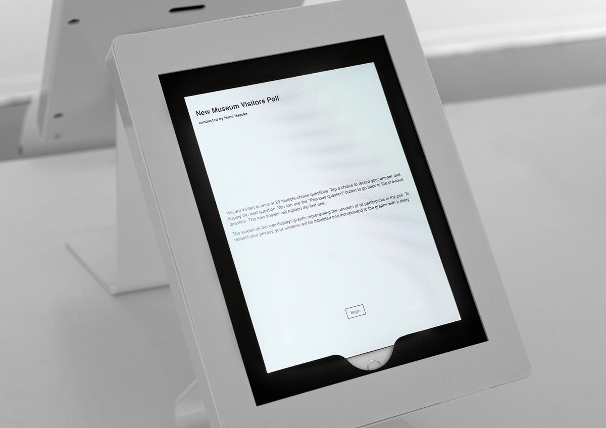 “Hans Haacke: All Connected,” 2019. Exhibition view: New Museum, New York. © Hans Haacke / Artists Rights Society (ARS), New York. Photo: Dario Lasagni