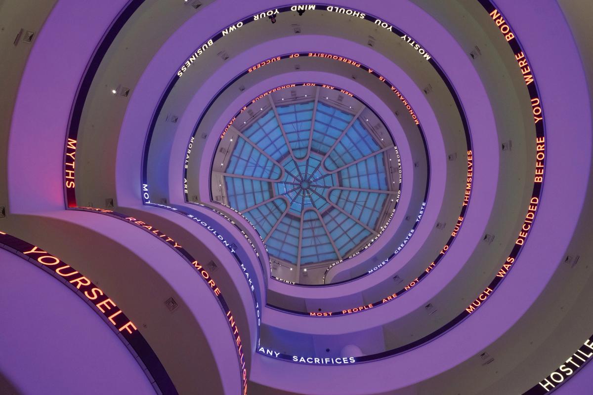 (Not so) purple patch: While Jenny Holzer’s show at the Guggenheim attracted 344,000 visitors, the museum’s total 2024 attendance fell 11% on 2023; the New York institution has since announced plans to lay off 20 employees © 2024 Jenny Holzer, member Artists Rights Society (ARS), NY