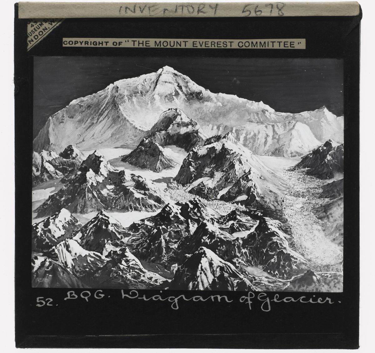 A magic-lantern slide from a 1921 expedition to Mount Everest © The RPS Collection at the V&A