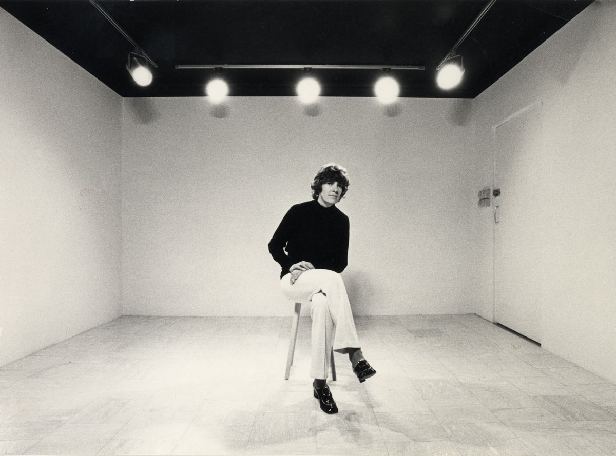 Angela Flowers, in her gallery, Lisle Street, London 1970 Adrian Flowers, courtesy of Flowers Gallery