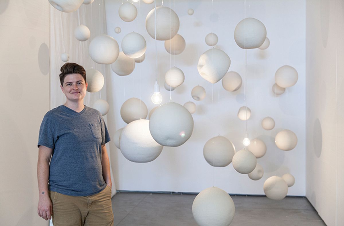 Phoenix Lindsey-Hall with her installation in Miami Beach Vanessa Ruiz