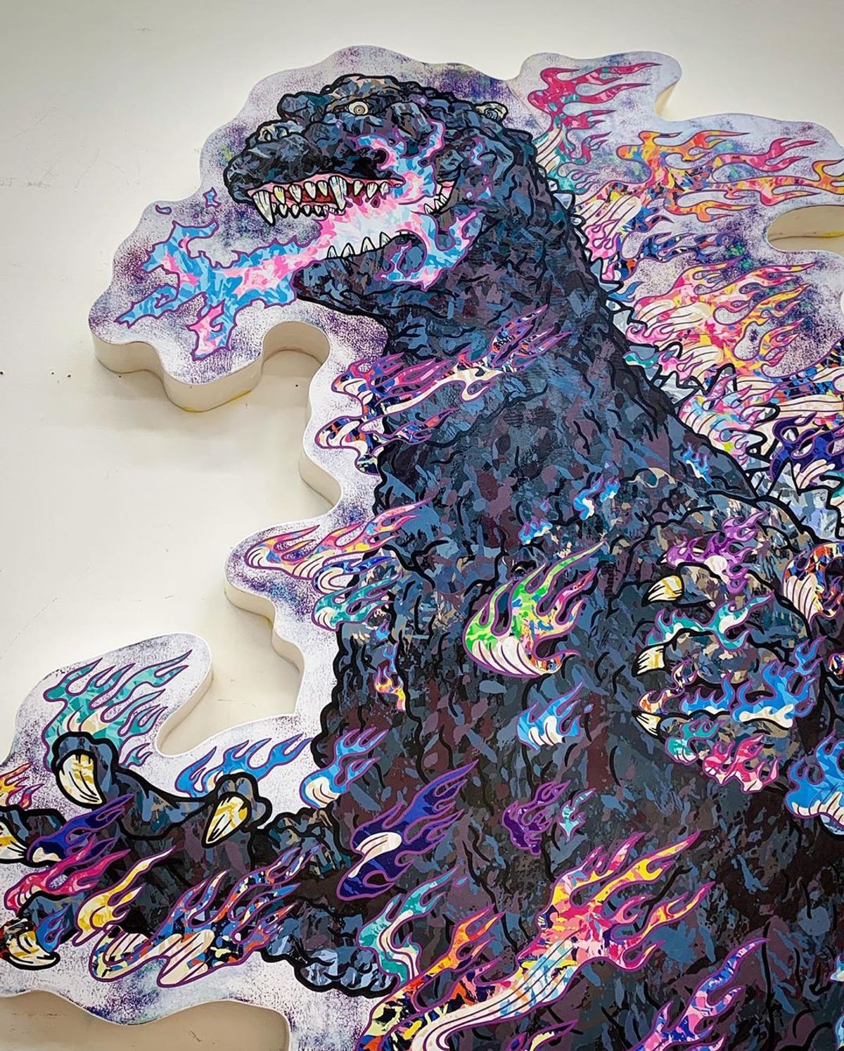 Murakami's portrait of Godzilla wreathed in flames © Takashi Murakami
