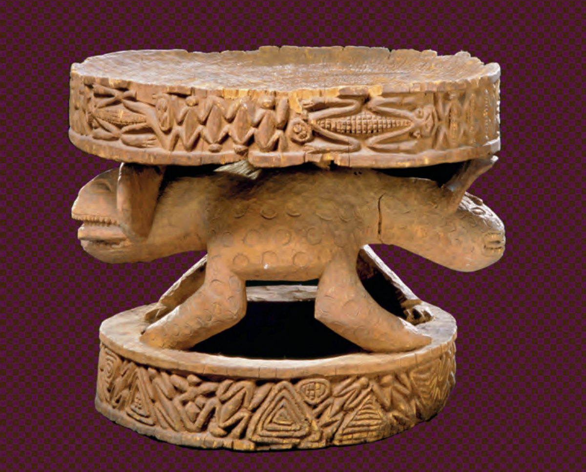 This stool from Baham arrived was taken by officer Hans Glauning during the Battle of Baham in 1905 