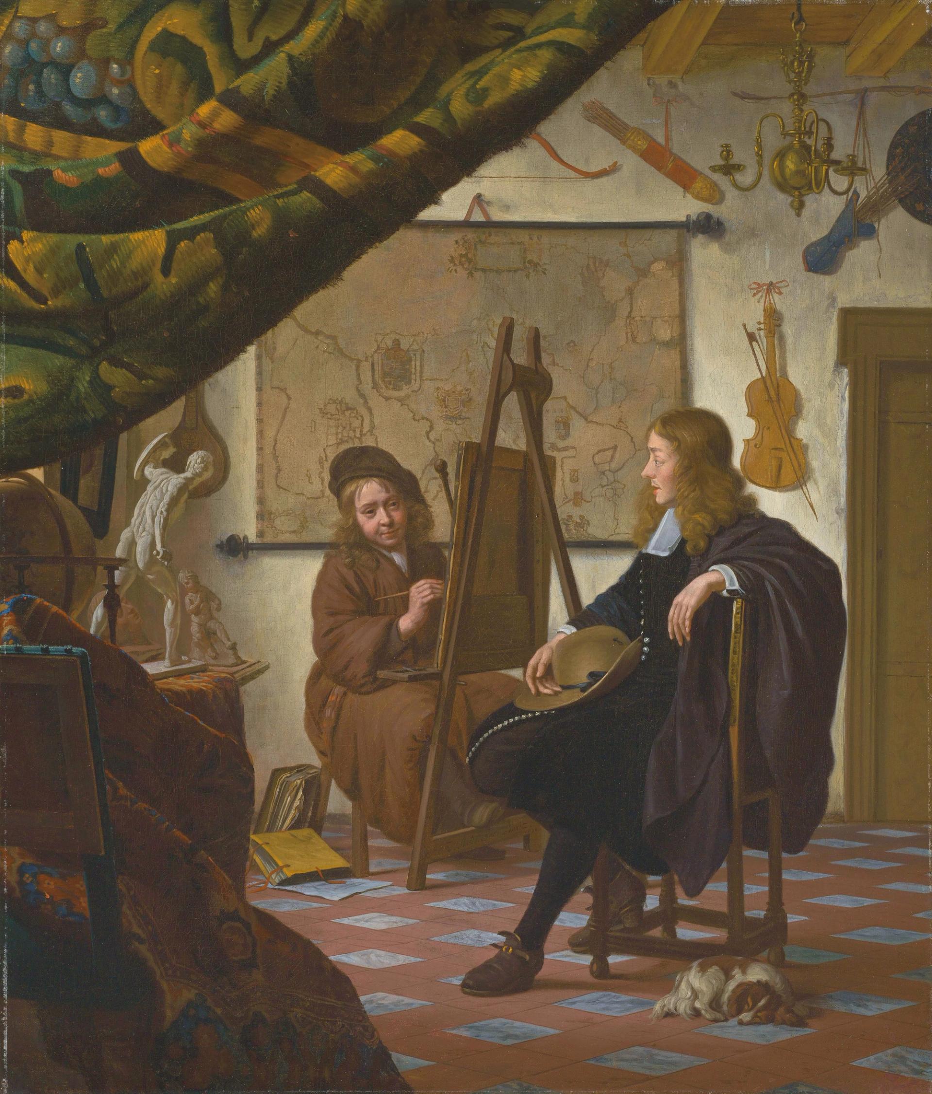 Michiel van Musscher’s A Self-portrait of the Artist in his Studio (1670) is thought to have been inspired by a lost Vermeer work Courtesy of Christie’s