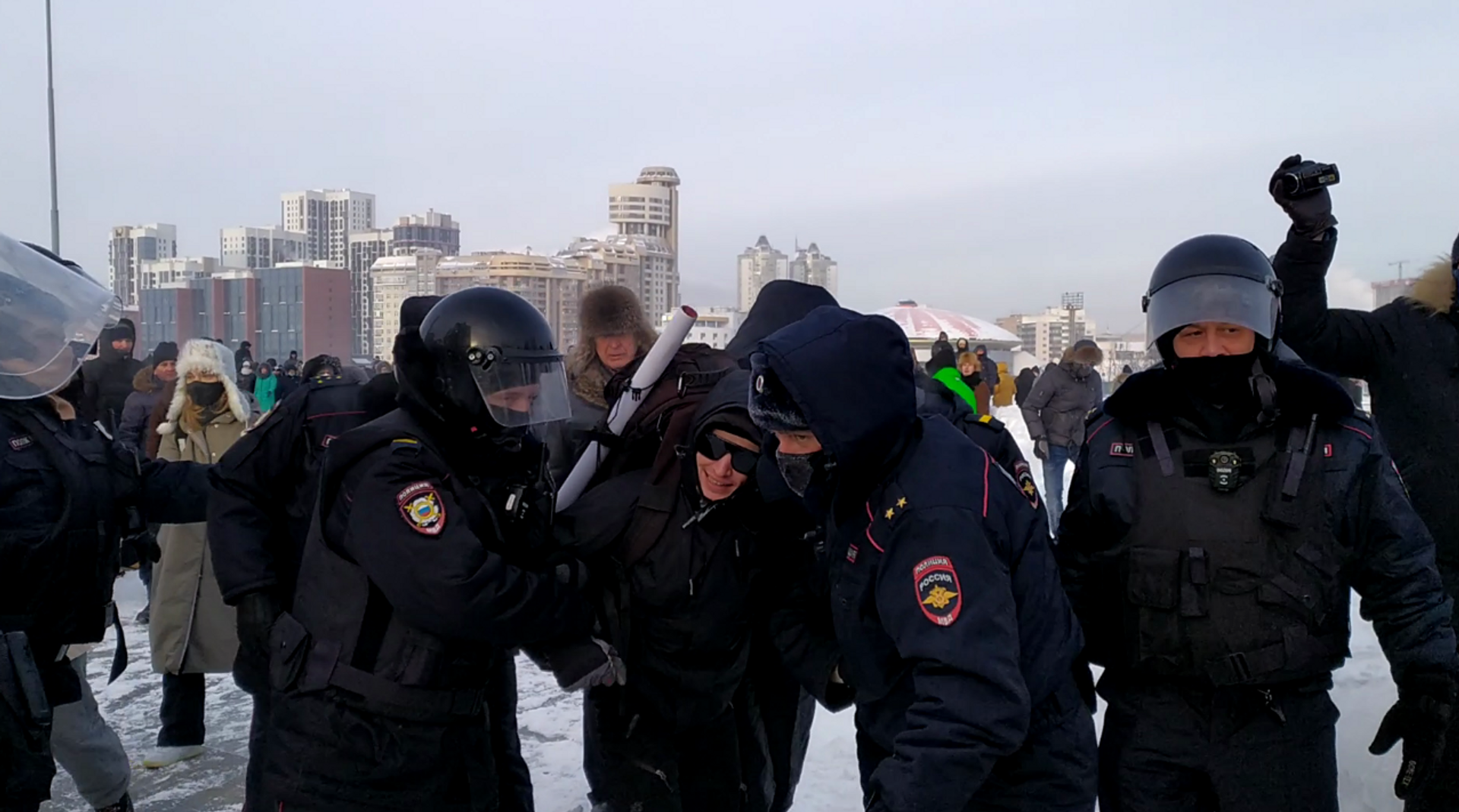 Tima Radya was among those detained at the protests last weekend Screenshot: © Ural. MBKh Media