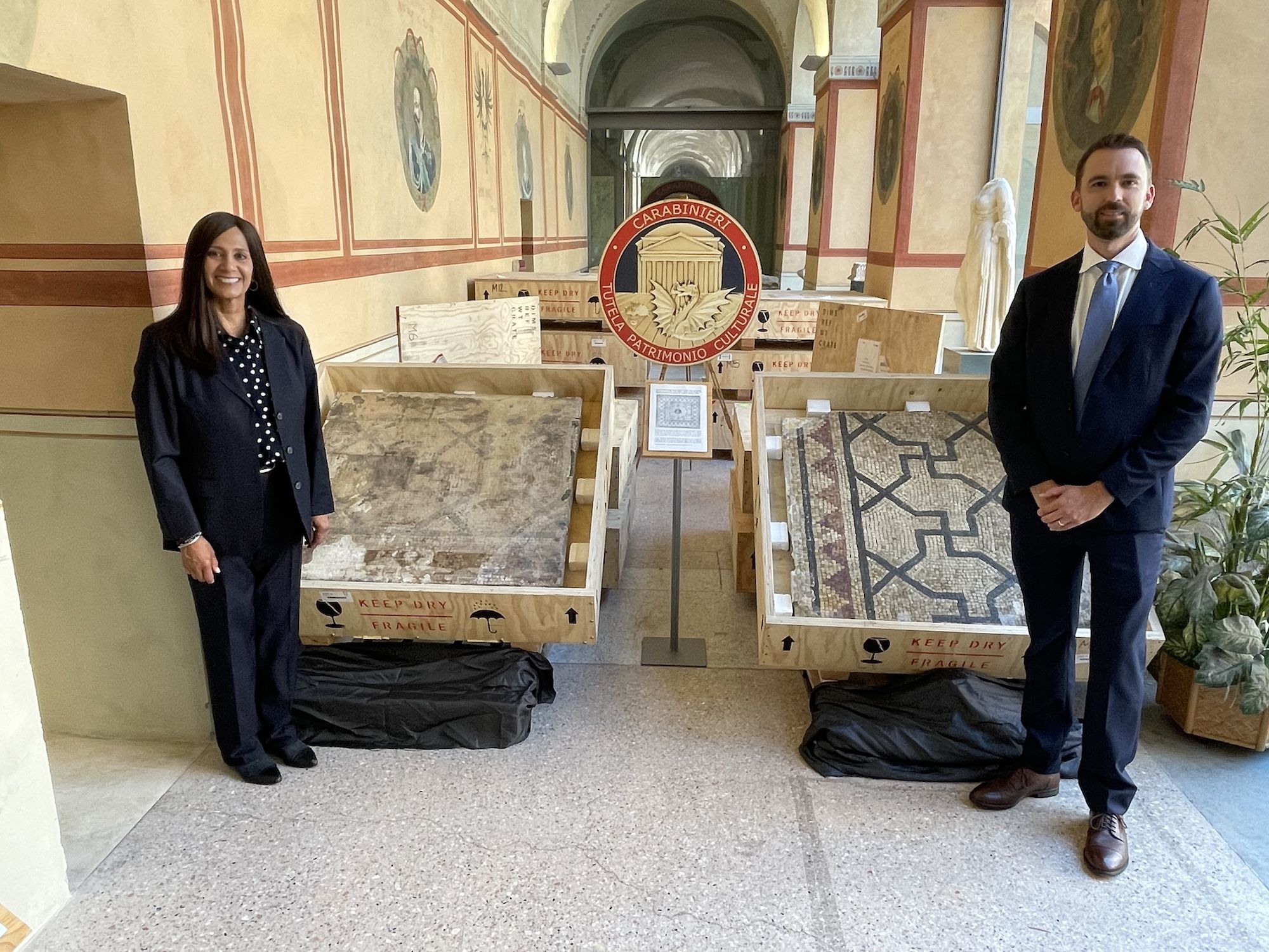 FBI returns 2,000-year-old Roman mosaic discovered in Los Angeles to Italy