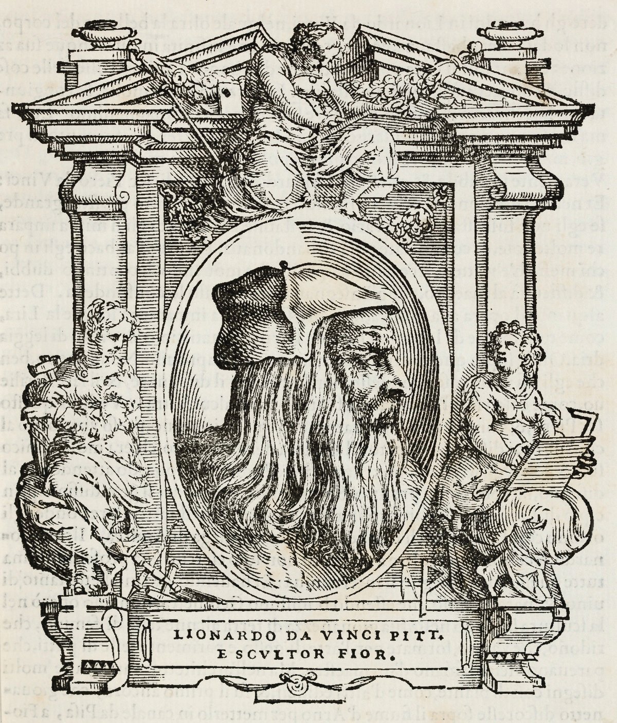 Frontispiece to Giorgio Vasari’s Life of Leonardo da Vinci, from a 1791 edition of Vasari’s Lives © Royal Academy of Arts