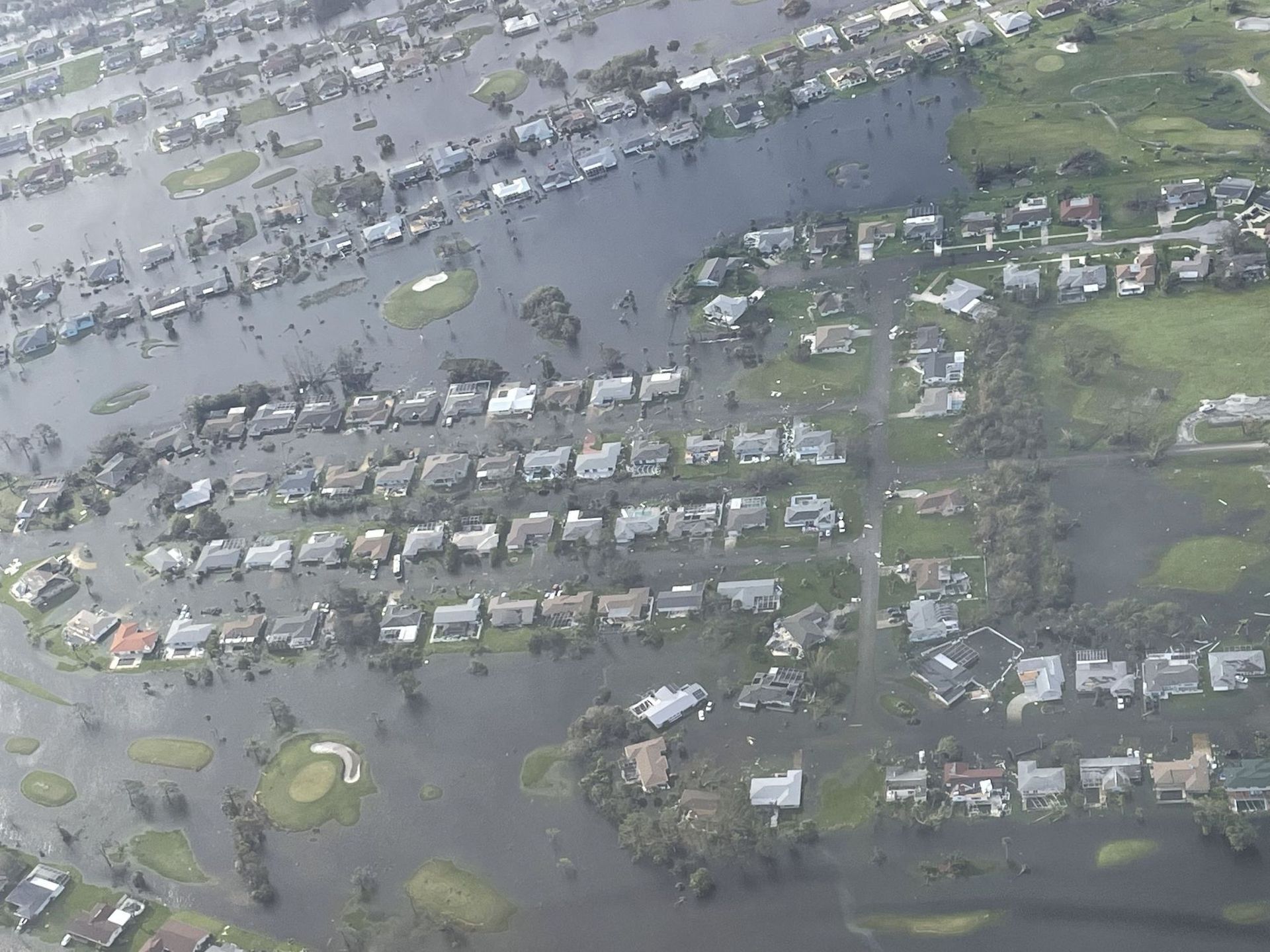 Flooding in the Fort Myers area, as seen from a Coast Guard aircraft surveying damage from Hurricane Ian on 29 September. US Coast Guard photo by Petty Officer 3rd Class Kruz Sanders, via Flickr.