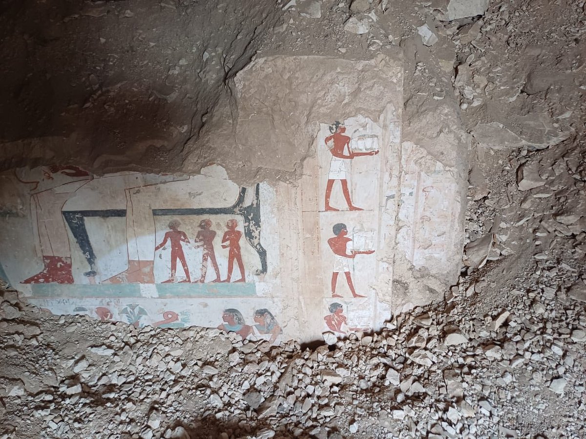 Painted scenes discovered in one of the tombs
Courtesy of the Egypt Ministry of Tourism and Antiquities