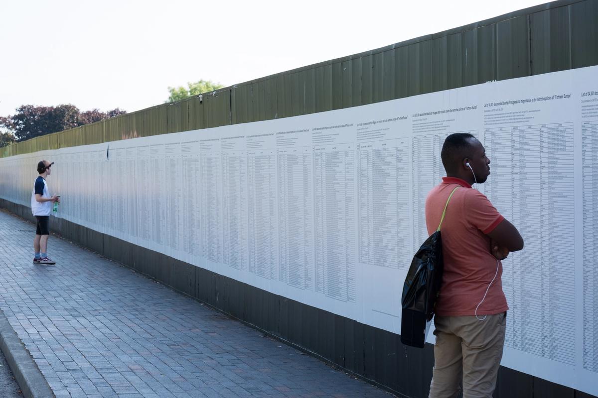 The biennial organisers are presenting The List in collaboration with the Turkish artist Banu Cennetoglu who has translated and widely distributed the list of names of refugees who have died, which is compiled and updated each year by United for Intercultural Action, a network of 550 organisations in 48 countries. Photo: Mark McNulty