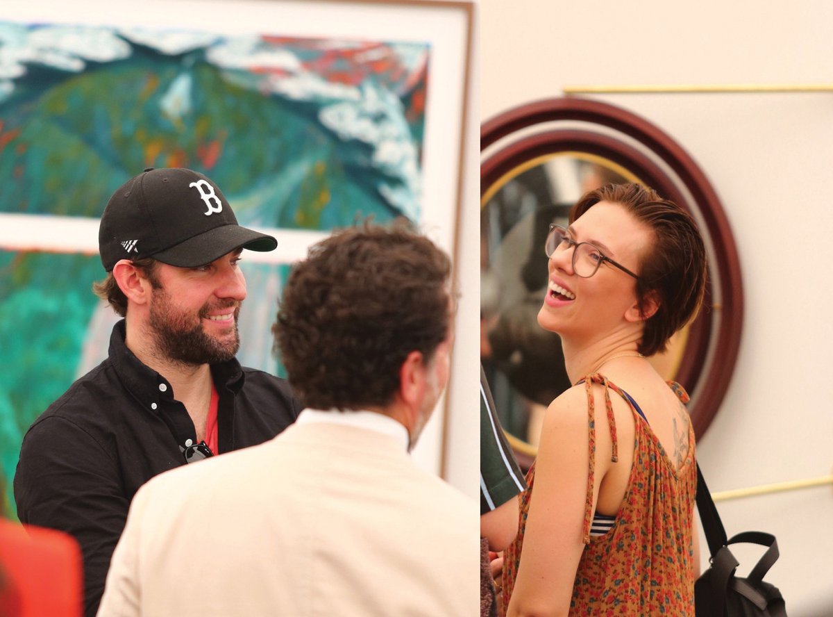 Star sightings: the actors John Krasinski and Scarlett Johansson mingled with other VIPs during Frieze’s preview day Casey Fatchett
