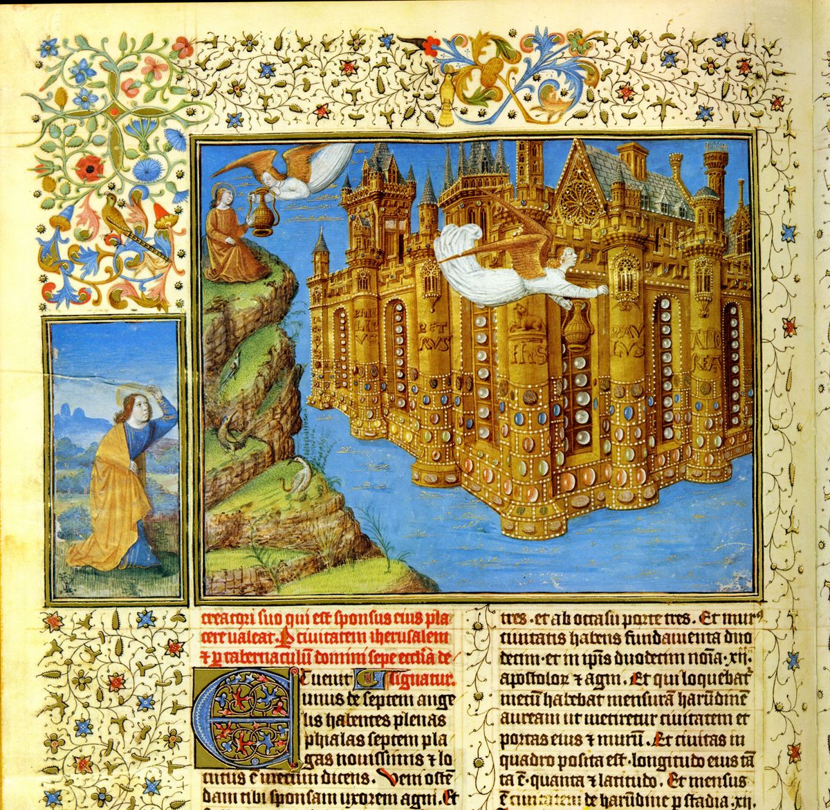 The Heavenly Jerusalem was believed to be studded with precious stones, as in this miniature of around 1485 by Jean Colombe in his Apocalypse of the Duke of Savoy