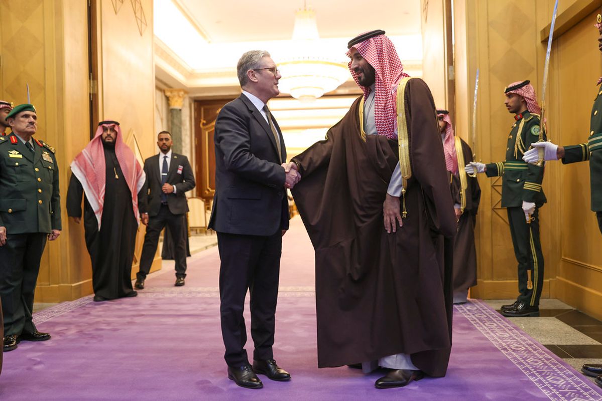 Prime Minister Keir Starmer meets The Crown Prince Mohamed bin Salman at the Royal Court in Riyadh, Saudi Arabia, as part of his current visit to the Middle East region

Tim Hammond / No 10 Downing Street