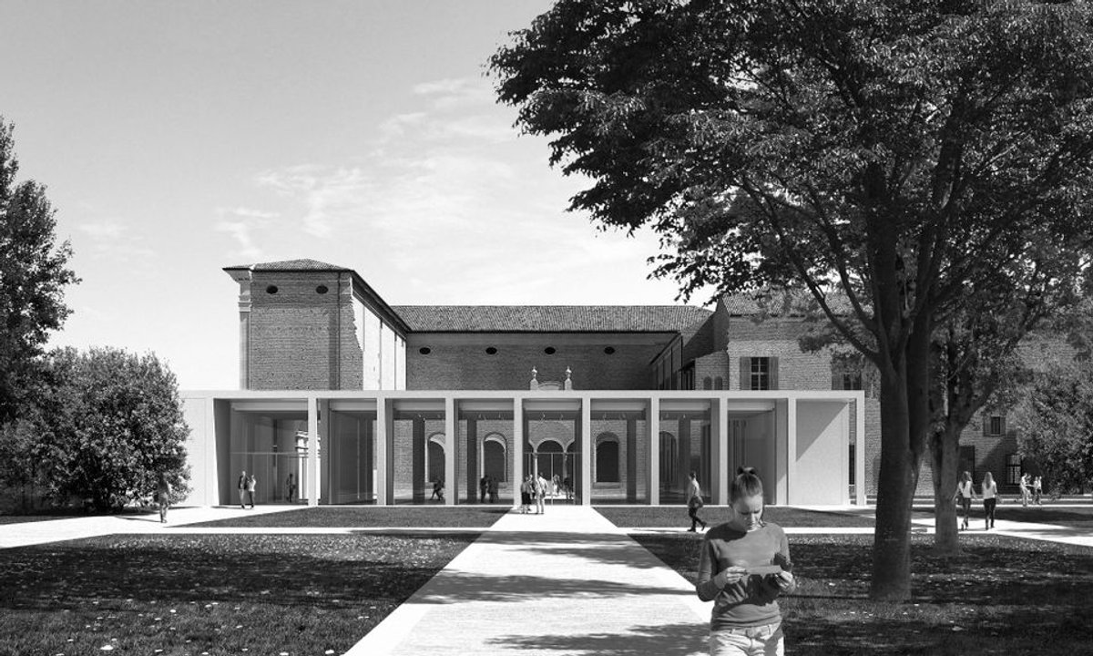 A rendering of the view of the Palazzo dei Diamani and proposed extension, as seen from the rear garden Courtesy of Labics
