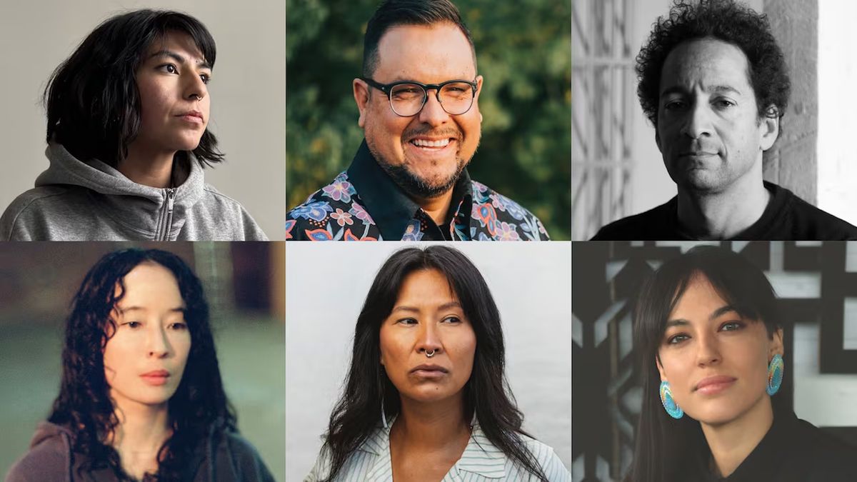 The finalists for the 2026 Sobey Art Award. Left to right, top row: Audie Murray, Shane Perley-Dutcher and Samuel Roy-Bois. Left to right, bottom row: Lotus L. Kang, Melaw Nakehk’o and Caroline Monnet. Murray: The Power Plant Photographer. Perley-Dutcher: Logan Perley. Roy-Bois: Courtesy of the artist. Lotus L. Kang: Carolyne Loreé Teston. Nakehk’o: Angela Gzowski. Monnet: Richard-Max Tremblay.