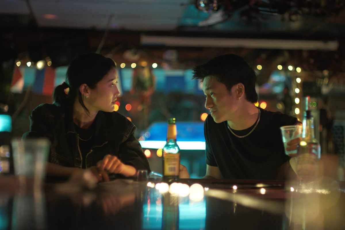 Still from Forge (2025) with Andie Ju and Brandon Soo Hoo, who play sibling art forgers Courtesy The Mise En Scène Company