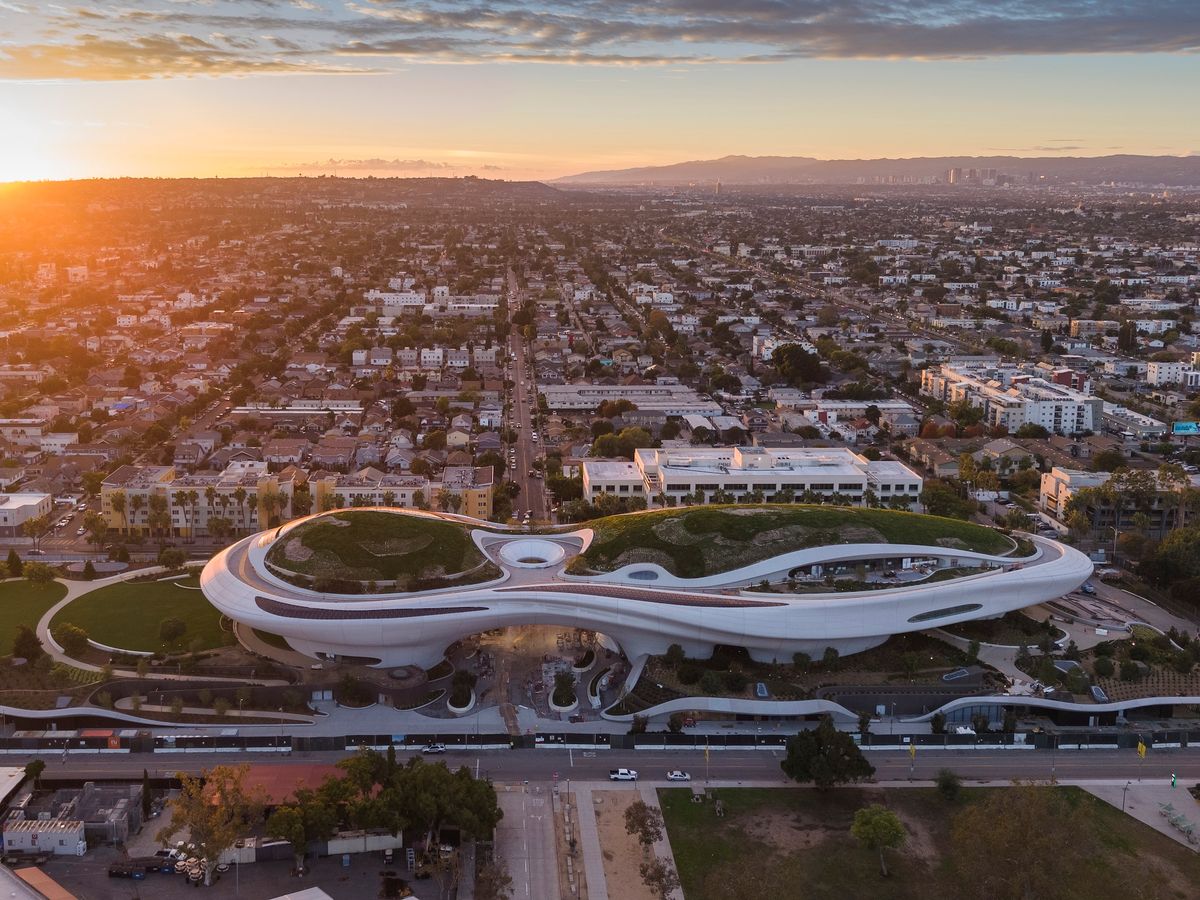 A view of the Lucas Museum of Narrative Art looking west Photography by Patrick Price