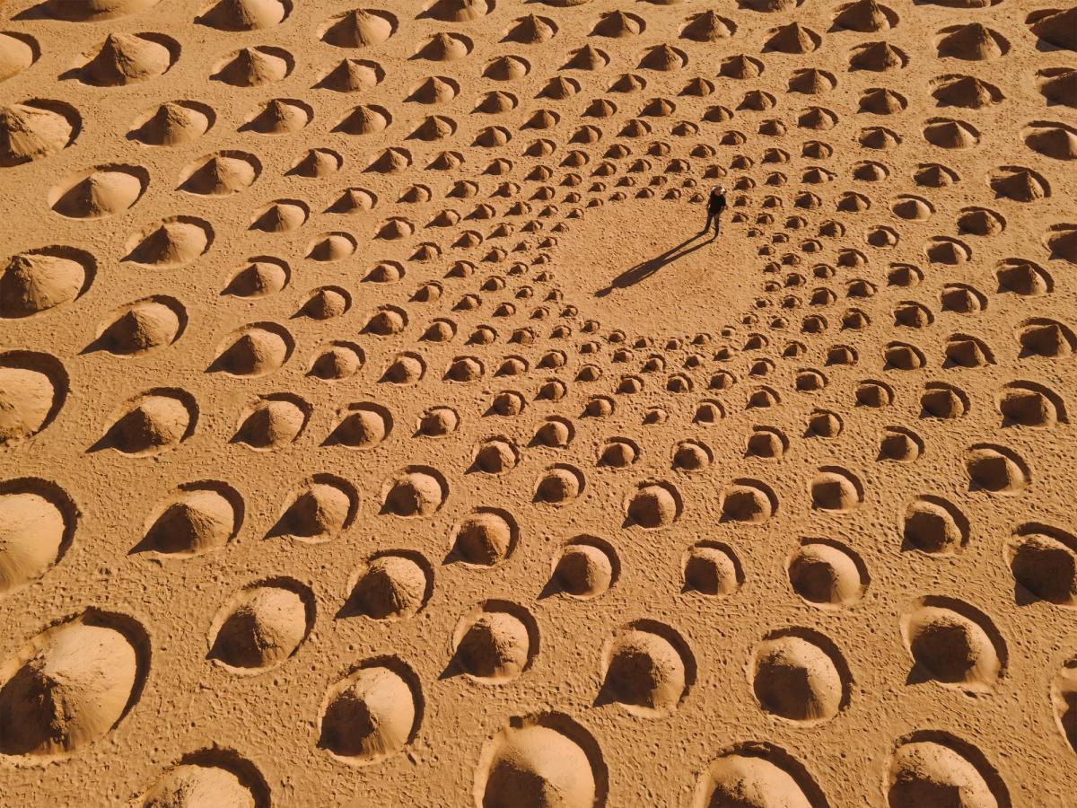 Installation view of Jim Denevan's Angle of Repose in Desert X AlUla 2022. Photo: Lance Gerber.