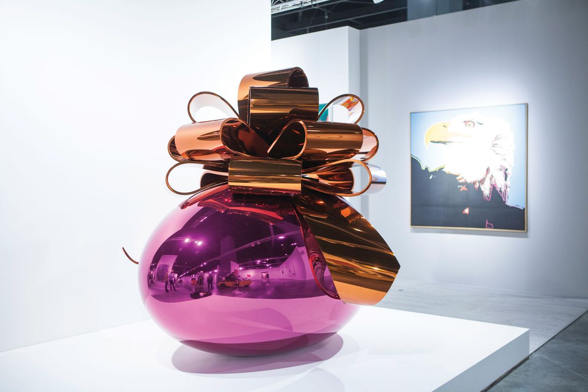 Blue chip works, like Jeff Koons's Smooth Egg with Bow (Magenta/Orange) (1994-2009), could easily hit a state's "economic nexus" threshold for sales tax Photo: © Vanessa Ruiz
