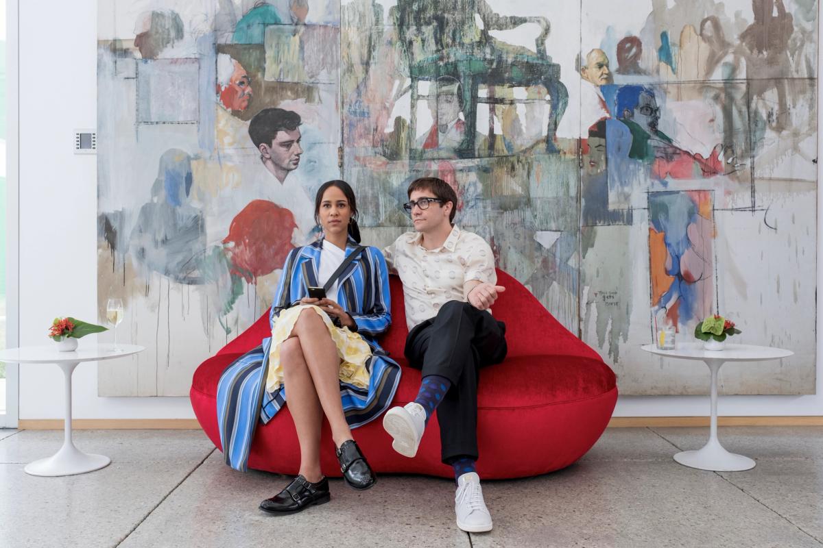 Jake Gyllenhaal plays Morf Vandewalt, an art critic, and Zawe Ashton is the gallery worker Josephina in Velvet Buzzsaw Claudette Barius/Netflix