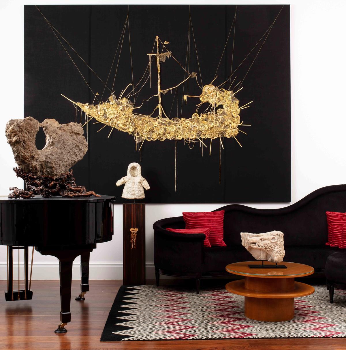 A work by Hew Locke alongside other items from the Peter Petrou sale Courtesy of Sotheby's