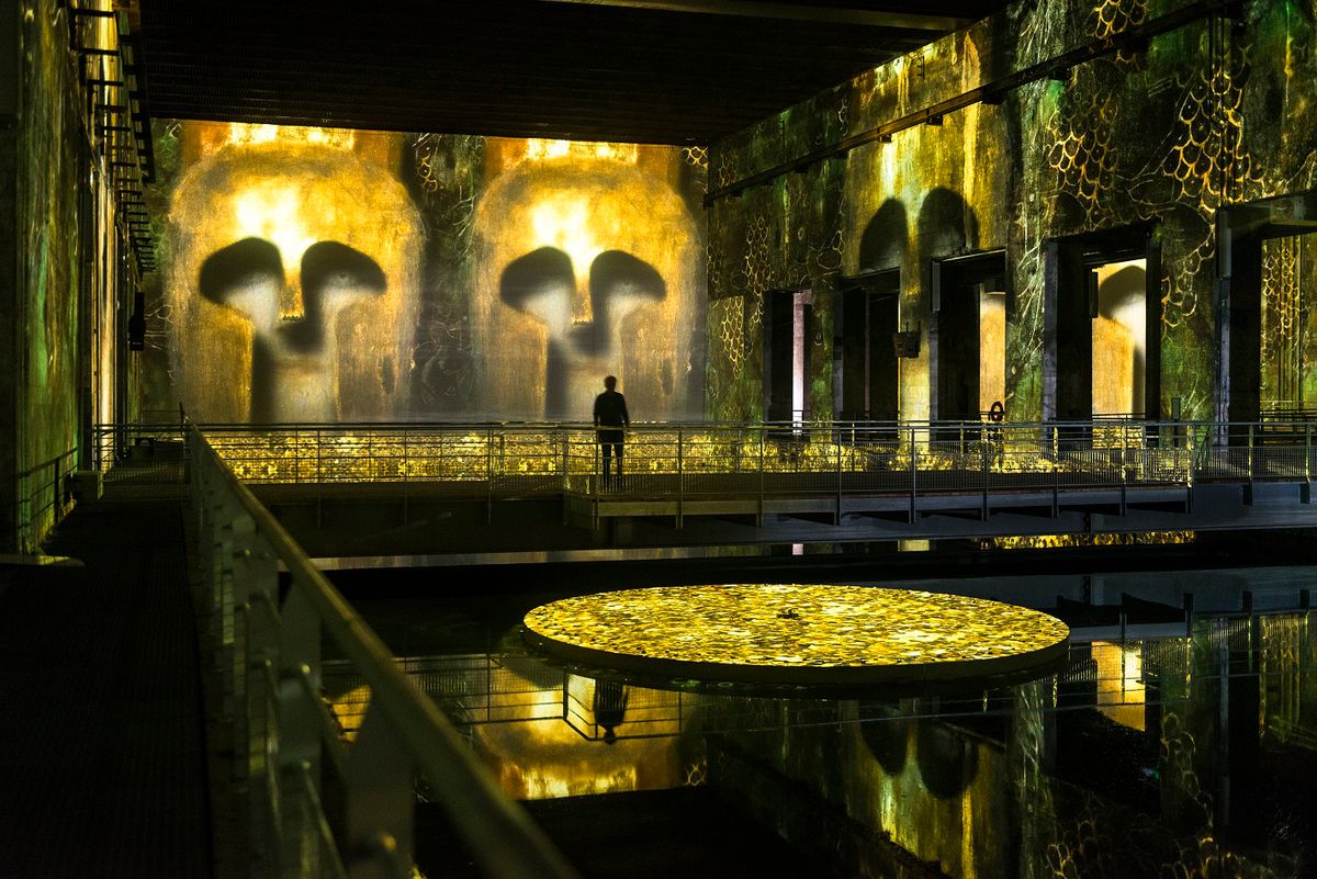 Video projections of paintings by Gustav Klimt fill the Bassins de Lumières, a Bordeaux submarine base that opened as a digital exhibition venue in June 2020 © Dominique Chauvet Roldan