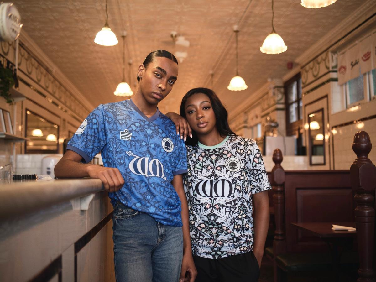 The Walthamstow home and away kits designed by the football club together with the nearby William Morris Gallery and fellow arts organisation Wood Street Walls, as well as the brand Admiral Sportswear
Photo: Jake Green