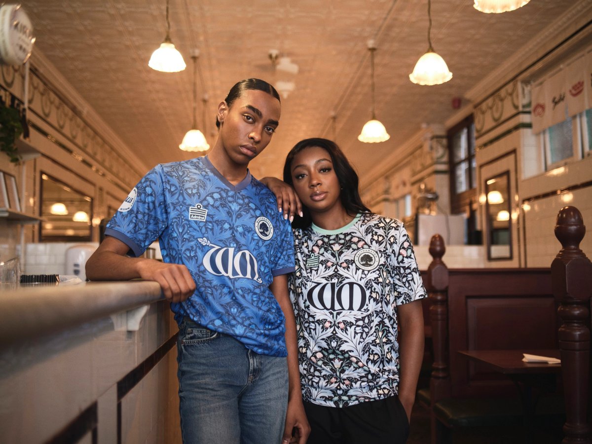 The Walthamstow home and away kits designed by the football club together with the nearby William Morris Gallery and fellow arts organisation Wood Street Walls, as well as the brand Admiral Sportswear
Photo: Jake Green