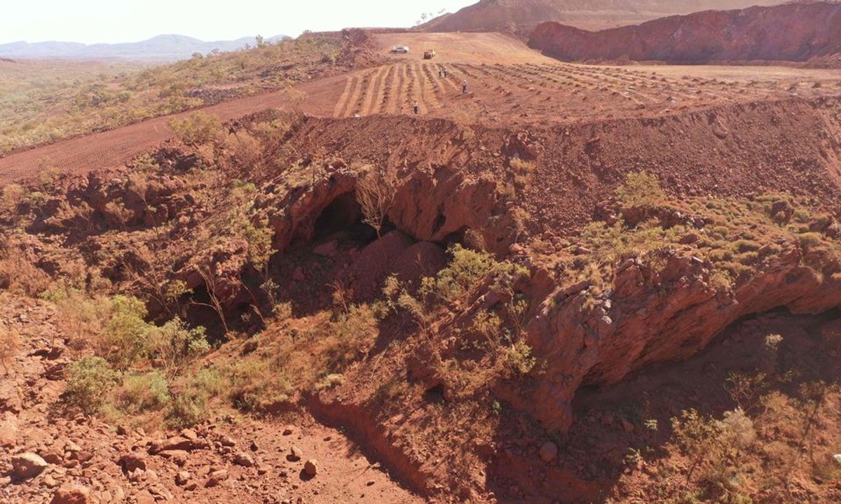 The ancient rock shelters at Juukan Gorge were blasted with dynamite on 24 May to expand nearby mining operations Photo: Puutu Kunti Kurrama and Pinikura Aboriginal Corporation