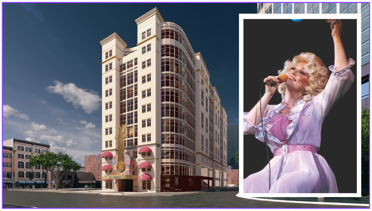 A new themed museum about Dolly Parton (inset) will be housed in her SongTeller Hotel in downtown Nashville Hotel: The Dolly Parton Archive; Portrait: photo by Richard E. Aaron/Redfern