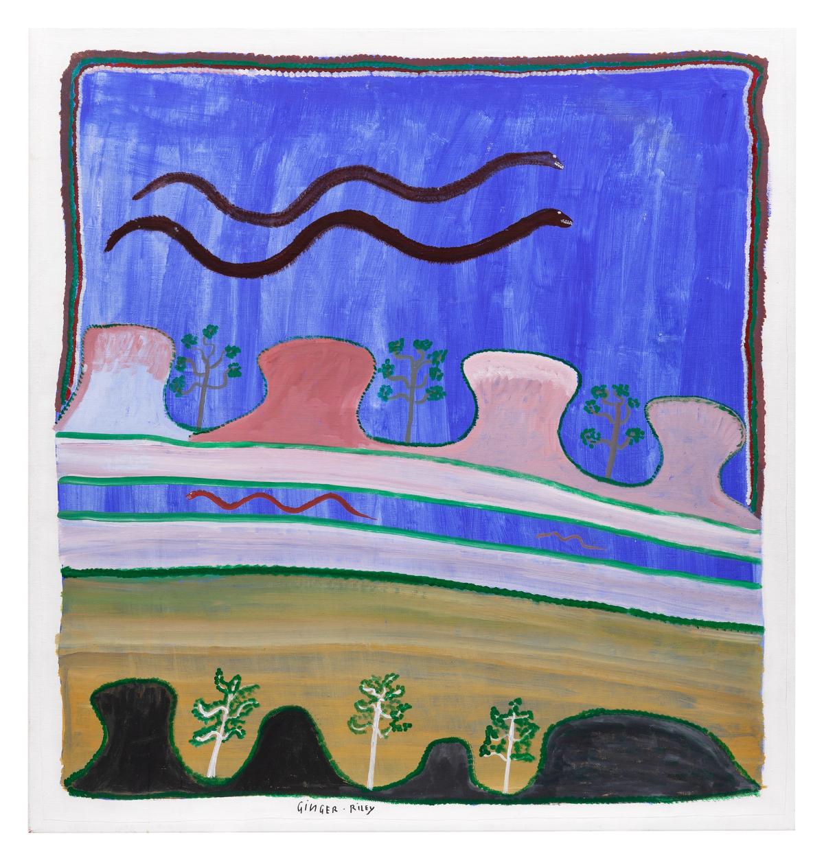 Ginger Riley Munduwalawala's Limmen Bight Country (1992) comes to Sotheby's Aboriginal Art sale from the collection of the late art dealer Tim Klingender, who consulted for the auction house on the category
Couresy of Sotheby's