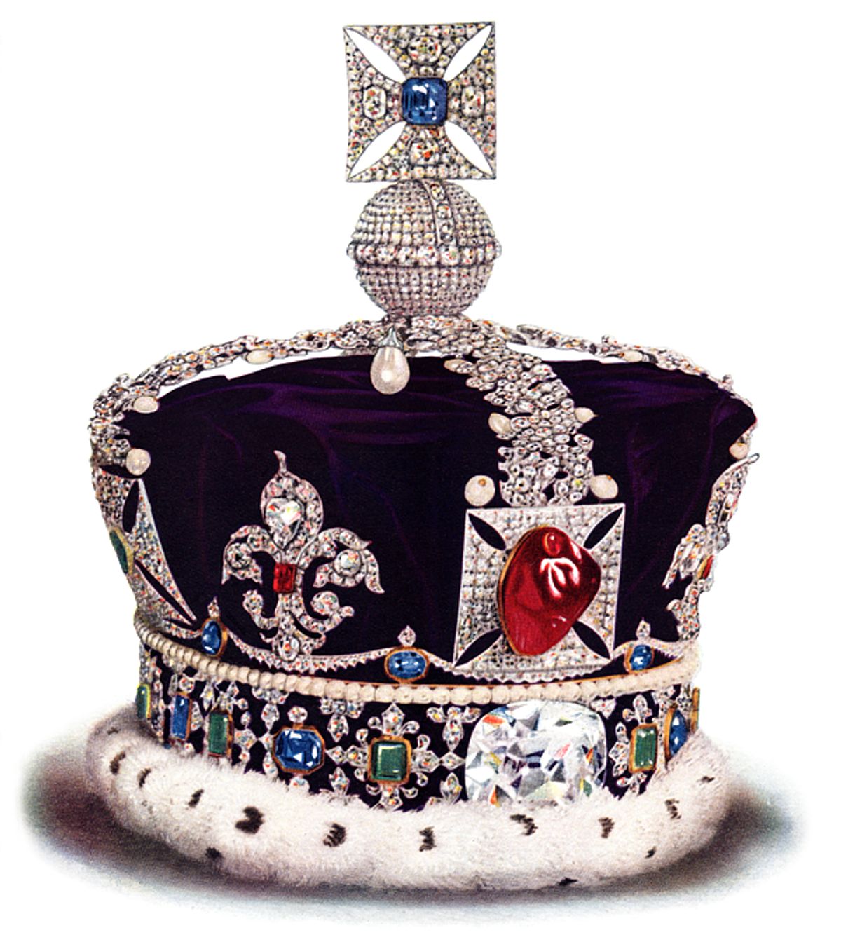 The Imperial State Crown of the United Kingdom
Image: G. Younghusband & C. Davenport's The Crown Jewels of England (1919) , p. 6.