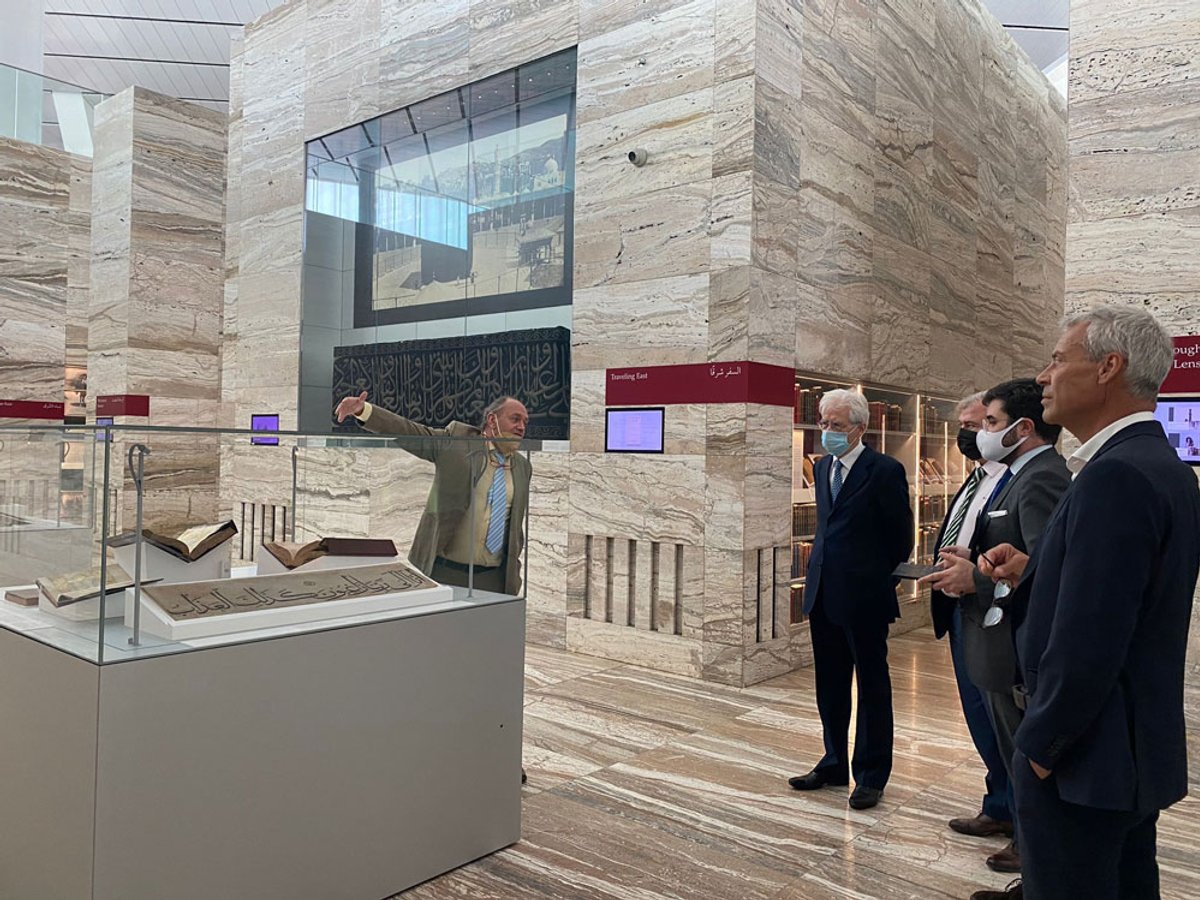 Delegates at the Qatar National Library after a meeting of the Himaya project group