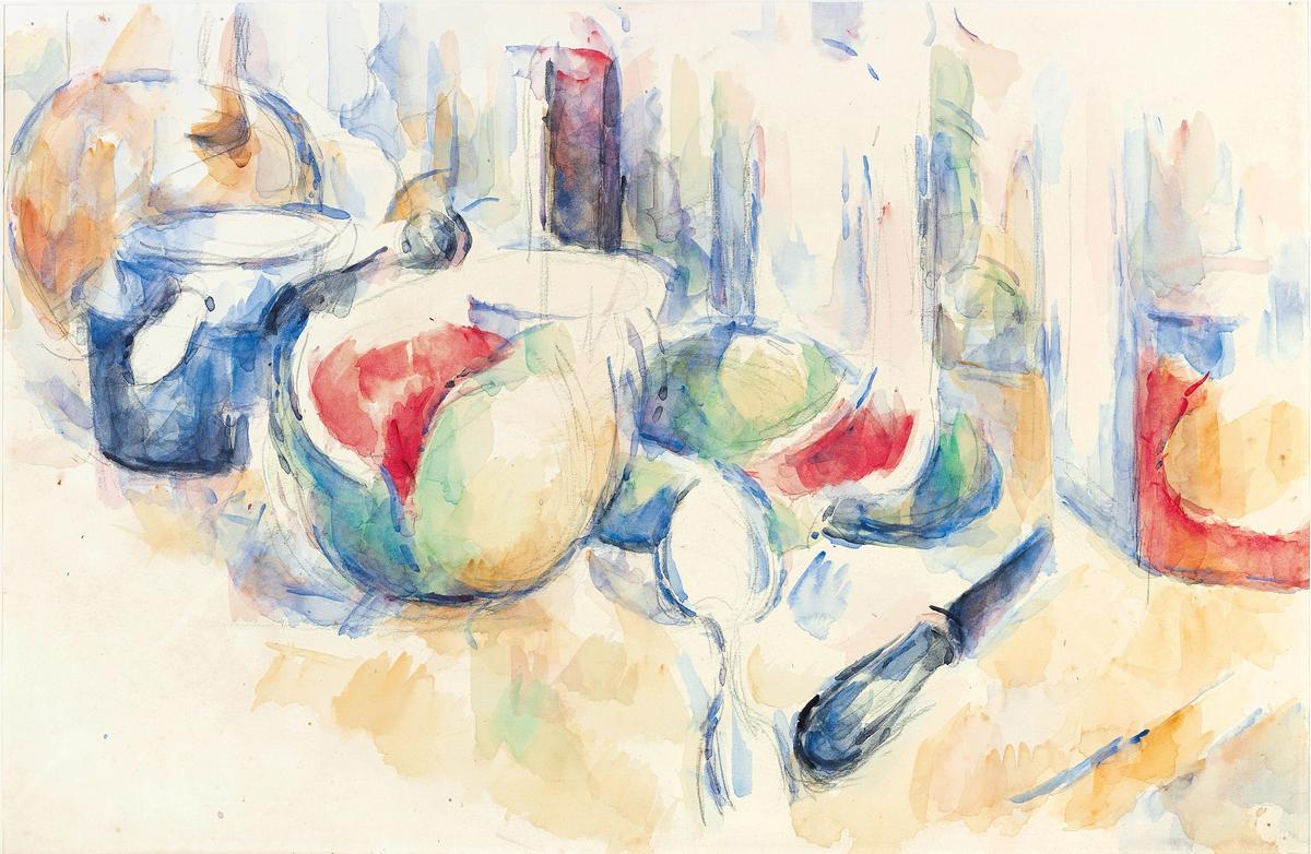 Paul Cézanne, Still Life with Cut Watermelon (Nature morte avec pastèque entamée) (1900) Fondation Beyeler, Riehen/Basel. Beyeler Collection. Photo: Peter Schibli